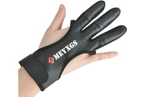 ‎SHARROW SHARROW Traditioneller Bogenschießen Schießhandschuh 3 Finger Handschuh Leder Fingerschutz Bogenhandschuh Schutzausrüstung für Bogensport Jagd