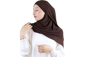 LAMIS HIJAB Hijab à enfiler à nouer en crêpe de luxe pour femme musulmane voilée HE900
