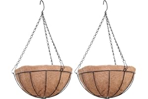 hifrom Pots de fleurs à suspendre, paniers d'extérieur avec chaîne en noix de coco de grande capacité (2 bols de noix de coco de 20 cm)