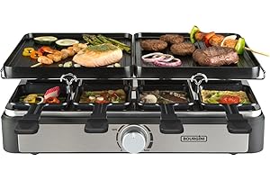Bourgini Raclette Gourmette Grill Plus - Barbacoa para 8 personas