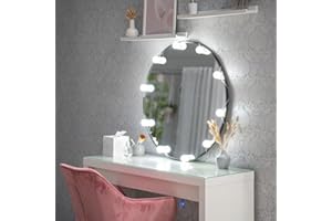 ValueLights | Stick on Hollywood Vanity Mirror Bulbs Light Kit | Vanity Lighting Fixtures, Home Décor & Improvement Essential | 3 Colour Changing Mode | Includes 10 Dimmable Bulbs