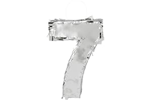 Boland - Number Pinata, 25 x 16 x 5 cm, Shiny Number for Anniversary and Birthday, Number, Silver, Decoration, Party Game