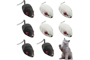 KEWUF 8pcs Jouets pour Chat, Souris chat Jouet, Souris Chat, Jouets Souris en Peau de Lapin, Divertissement du Chat, Souris pour Chat, 4.8 * 2.5cm, Gris, Blanc, Livraison de couleurs aléatoires.