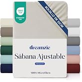 Dreamzie - Fitted Sheet 16 x 200 cm Adjustable - Ultra Soft Microfibre | Beige &middot; For mattresses up to 35 cm &middot; Oeko-Tex certif