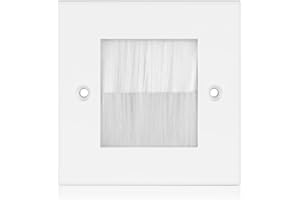 TNP PRODUCTS TNP Placa de Pared con Cepillo Blanco, Tapa pasacables Pared - 1 Unidad, Embellecedor para la Entrada y Salida de Cables, Enchufe, Placa Frontal para Oficina, Cine en casa, hogar, Blanco