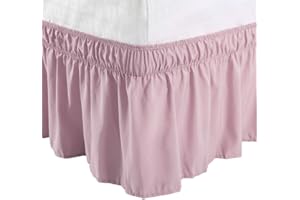 LINGKY Mantovane Giroletto In Poliestere Spazzolato, Tre Lati In Tessuto Staccabili Polsini In Materiale Elastico, Rughe Facili Da Montare - Con Drop Di 38 Cm (Rosa,137x190cm)