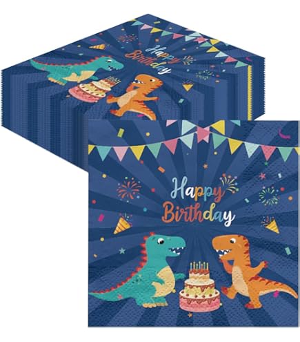 NET TOYS Dino-Servietten – 20 Stück Bunte Papierservietten Für Kindergeburtstag & Dino-Party