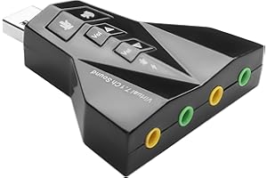 YAODHAOD Scheda audio esterna USB a 4 porte, adattatore stereo esterno per Windows e Mac, Plug and Play, nessun driver richiesto, per PS5, PS4, USB Audio Stereo Adapter