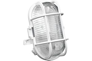 Brennenstuhl Plafoniera Ovale da Parete o Soffitto, Portalampada con Griglia in Plastica Resistente, Attacco E27, Max 60W, Applique per Interno & Esterno, IP44, Bianca