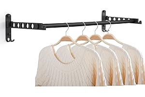 JOLY FANG Étendoir Mural, Cintre Mural Support de Séchage, Rotation 90° Porte-vêtements Pliable Mural, pour Balcon, Salle Bains, Hôtel (Noir, 2)