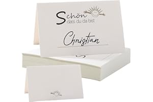 XIAONIU 60 Stück Hochzeit Tischkarten Schön dass du da bist 8,5x5,5 cm Tischdekoration Namenskarten zum selbst Beschriften Platzkarten für Hochzeit Geburtstag Konfirmation Kommunion Taufe Feier