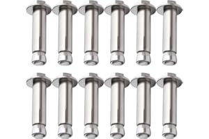 KINDOYO 12 piezas Acero inoxidabl 304 Tornillos de expansión de tuerca hexagonal externa Manga Expansión pernos, M6 x 40mm/ 50mm / 60mm /70mm/ 80mm/ 90mm/ 100mm/ 120mm/ 150mm, 12 piezas M6 * 80