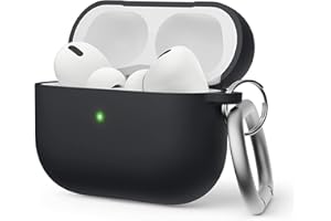 elago Płynne hybrydowe etui kompatybilne z AirPods Pro 2. generacji - kompatybilne z obudową AirPods Pro 2, potrójna ochrona, brelok w zestawie, pyłoszczelne, odporne na wstrząsy (czarne)
