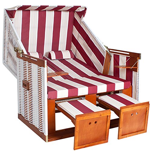 TecTake® Zweisitzer Strandkorb + Premium Schutzhülle + 2 extra Kissen + versandkostenfrei (innerhalb von Deutschland) - 2