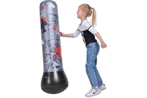 PMELCXD Punching-Ball Boxe Autoportant Enfants 120cm Sac de Frappe sur Pied Gonflable - Sacs de Réserve de Karaté Taekwondo Décompression des Exercices pour Adultes