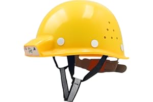 MUSTBAU Hard Hat with LED Light Vented Cap Safety Helmet Head Protector for Construction Industrial 2 Level Brightness Sensor Control 53-62cm