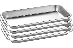 HNONOXY 4 Stück Instrumententablett, Rechteckige Medizinisches Tabletts, Labortablett für Labor-Servierplatten, Klein Edelstahl Rechteckig Tablett, Dental Tablett, für Zahnärztliche Werkzeuge, Laborgerät