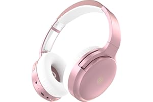 Rebocico Noise Cancelling Headphones, 80H playtime Bluetooth Headphones Wireless with Mic,over Ear Headphones Wireless with Deep Bass for Home, Office, Gym, Travel-Rose Glod