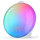 Sunrise Alarm Clock Full Screen Wake Up Light, Sunrise/Sunset Simulation Light Alarm, 7 Colors Atmosphere Lamp, 7 Natural Sounds, FM Radio, Dual Alarms, Snooze Function, Built-in Phone Charging Port