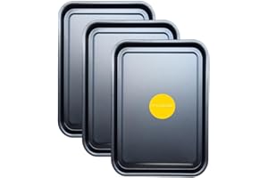 Essentials Baking Tray Set 35cm - Easy Cleaning Baking Tray/Pan, Non-Stick Tin, Multi-Pack Set Oven Trays in Black - Dishwasher Safe and Easy Clean by KITCHENEUR® (3)