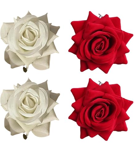 6 Stück Rose Haarnadeln – U-förmige Braut Haarklammern In Weiß & Rot Für Hochzeit, Party & Alltag