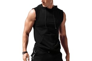 Babioboa Herren Tank Top Gym Hoodie Ärmellos Fitness Bodybuilding Hooded Sport Muskelshirt Kaputzenpullover mit Taschen