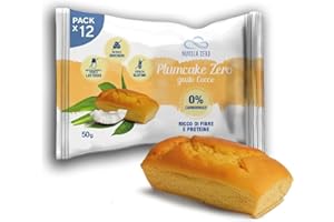 NUVOLAZERO Nuvola Zero - Plumcake Zero Sabor Coco Sin Carbohidratos, Snacks Sin Lactosa, Sin Azúcar, Sin Gluten, Rico en Fibra, Pack de 12 uds, Made in Italy