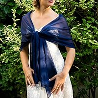Stola Chiffon Schal Brautstola Tusch Hochzeit Braut blau