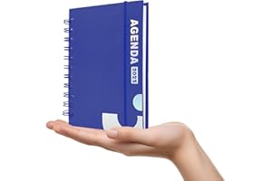 LEDDY LIVING Agenda 2025 Giornaliera con Anelli, Formato 11x16 cm, Perfetta per Appuntamenti e Lavoro – Copertina Rigida Elegante, Design Funzionale, Diario in Italiano da Gennaio a Dicembre (BLU)
