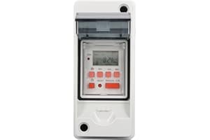 YUNIR Pool Pump Timer, Water Proof Timer Box with 7 Day 28 On Off Schedules Programmable, LCD Display, Outdoor Digital Timer Box, for Motor Driven Devices