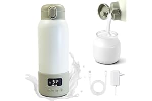 SCIFIVISI Tragbarer Flaschenwärmer - 500ml Flaschenwärmer Baby Unterwegs, 35~70 °C Schnell Aufheizen, 32-37 °C Konstante Temperatur Einstellbar mit LED-Anzeige für Reisen Nachtfütterung Babyflaschenwärmer