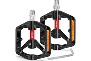 REETEE Pedali Bici Pedali MTB con Strisce Riflettenti, 9/16" Universali Alluminio Pedali per Bicicletta, Pedali per Mountain Bike per BMX, MTB, Biciclette da Corsa