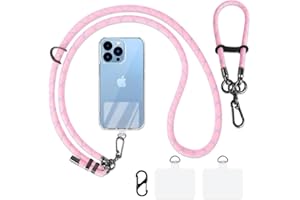 AULEEP Handy-Umhängeband 2 Stück 8 mm Dickes Seil Verstellbar Handykette Universal, Handgelenk & Umhänge Handy Handschlaufe mit Lanyard-Patch karabiner zum mit alle Smartphones, Rosa Blaue Punkt