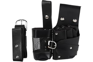 YUYTE Professionelle Friseur Werkzeugtasche, Friseur Taschen Werkzeug Gürtel PU Leder, Salon Barber Scherentasche mit verstellbarem Schultergurt, für Scheren Friseursalon Friseurzubehör(Schwarz)