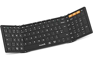 ProtoArc XK01 Foldable Bluetooth Keyboard with Number Pad - Full-Size Portable Wireless Folding Keyboard for Windows, iOS, Android & Tablets | QWERTY UK Layout | Black