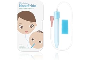 ‎FRIDA Fridababy NoseFrida Nasensekretsauger, Inkl. 4 Hygienefiltern und Aufbewahrungsbox, Nachfüllbar, Für Babys ab 0 Monaten, (1er Pack), Blau/Weiß, 200830012