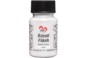 ideen mit herz Royal Flash | peinture métallique acrylique | brillance métallique, avec de fines particules de paillettes | séchage rapide | à base d'eau | 50 ml (blanc)
