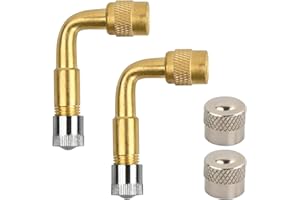 Litinliv Tyre Valve Extension, 2Pcs Valve Extension 90 Degree, Valve Extenders Valve Stem Adapter with 2 Metal Caps, Brass Air Tire Stem Extension for Car Motorcycle Bike Truck RV's Scooter