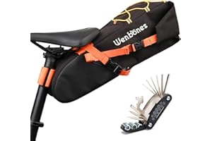 Wenbones Borsa da Sella 100% Impermeabile, Granda Capacità Bici Borsa da, Bike Borsa Sottosella, per Mountain Bike, Bici da Corsa, Strumenti Gratuiti per la Riparazione di Biciclette