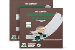 by Amazon Ristretto Intenso Cápsulas de café compatibles con Nespresso, Tueste oscuro, 50 unidad, Paquete de 2 - Certificado 