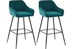 AINPECCA Lot de 2 Tabourets de Bar Verts, Chaises de comptoir de Cuisine en Velours, avec Repose-Pieds, avec accoudoirs pour Bar, Bistrot et Salle à Manger, Cuisine (2, Vert Velours)
