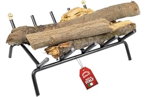 MOHOME Brucialegna per Camino in Ferro Nero Made in Italy 5 Barre Griglia 37x35x16 cm Resistente Braciere per Camino Poggia Legna Piedi Rialzati Portalegna per Caminetti Accessori Attrezzi Camino