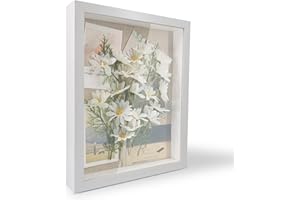 GraduationMall 28x35cm 3D Cornice Profonda Scatola per Ombre,Cornici per Foto per Oggetti Fino 3.8 cm,Scatola di Memoria,Cornici da Parete e da Tavolo Bianco