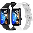 Azonee 2 Pack Strap Compatible with Huawei Band 8, Soft Silicone Adjustable Replacement Sport Bands for HUAWEI Band 8 for Huawei Band 8 - Black&White