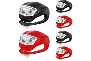 Sharelove Bike Lights Front and Back, 6pcs LED Bright Bicycle Lights with Waterproof Silicone Housing, Practical Bicycle Lights Front and Rear with 3 Lighting Modes for Night Riding(Black