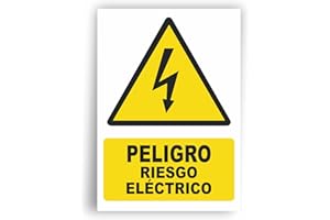 Seribas Señal Riesgo Electrico - Señal Riesgo Electrico en PVC Rigido - Medidas 21 x 30 cm - Cartel Resistente - Carteles Homologados Con Tinta Y Materiales Resistentes - Para Interior y Exterior