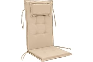 Gardenista® | Coussin de Chaise à Dossier Haut résistant à l'eau | Fabriqué au Royaume-Uni | Rempli de Mousse | Pliable pour Un Rangement Facile Stone