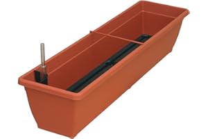 GELI THERMO PLASTIC Blumenkasten AQUA TOSCANA aus Kunststoff incl. Bewässerung und Wasserstandanzeiger, Farbe:terracotta;Länge:100 cm