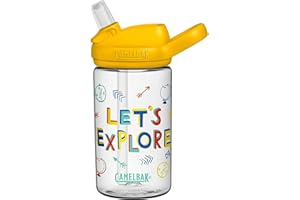 Camelbak Eddy+ Kids Bottle - Explorers, 0.4L / Safe to Drink BPA Free Reusable Straw Sip Cup Boy Girl Infant Junior Children Child Water Juice Flask Eco Environmentally Friendly Plant Based Plastic