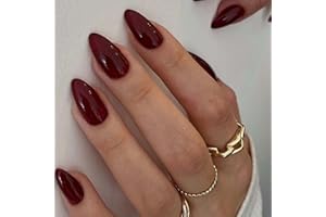 Ruzister® 24 Stück Rotbraune Press On Nails Kurz Oval, Mandel Fake Nails Kleber auf Nägel Kurz, Acryl Nägel Press ons, Gel Nägel Falsche Nägel Kurz